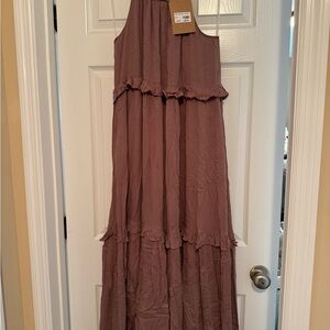 Elegant Mauve Sleeveless Maxi Dress